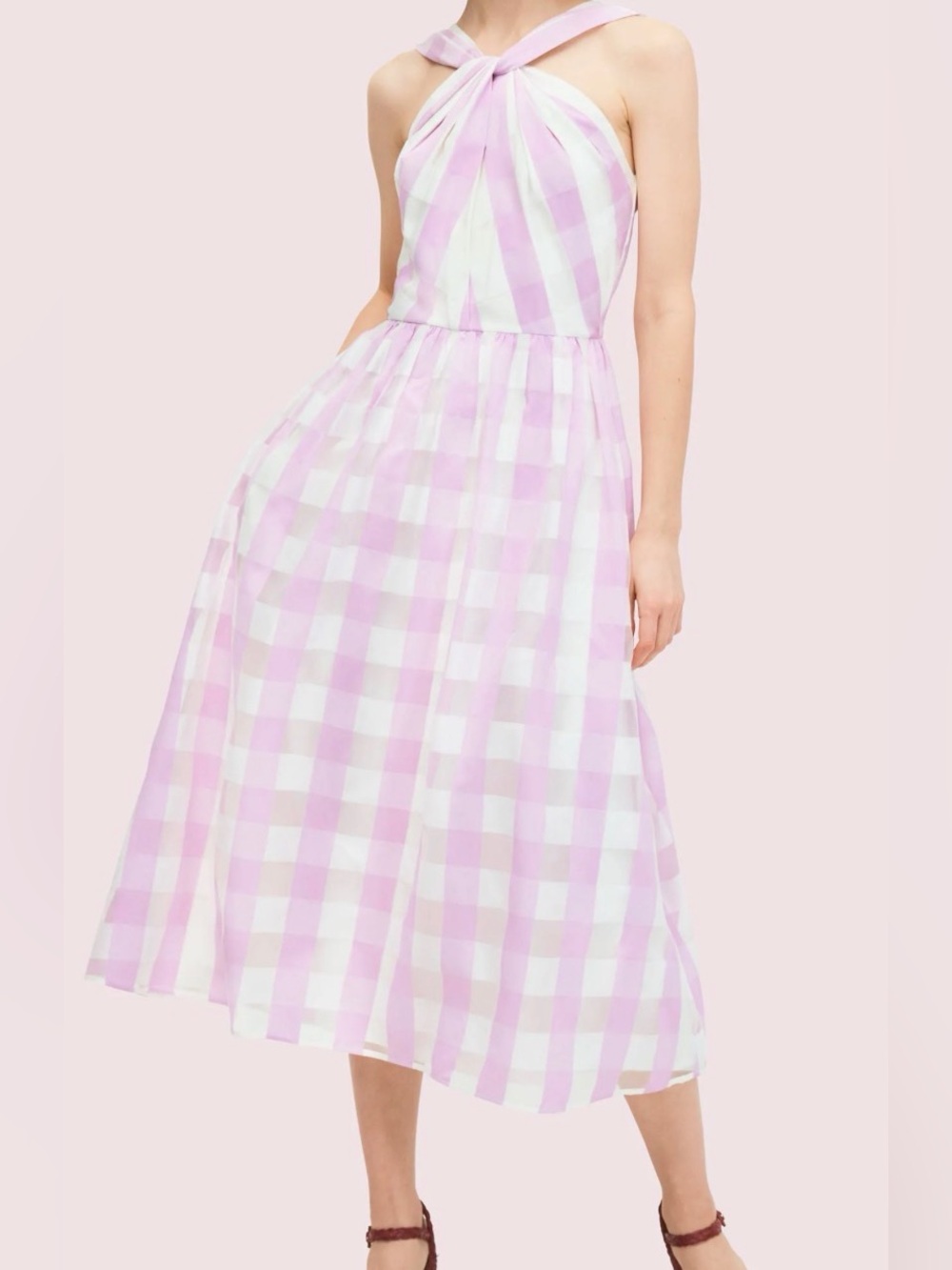 Kate Spade Fresh Lilac and White Mainline Gingham Organza Dress- Sz 12 NWT - Picture 5 of 6
